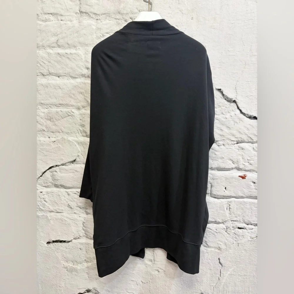PACT Organic Cotton Airplane Wrap Cardigan Black Open Front Pockets‎ Capsule